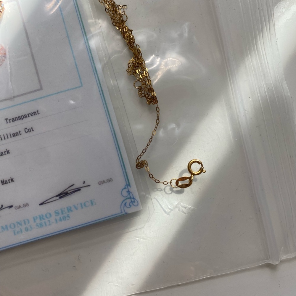 18k yellow gold with real diamonds heart pendant necklace! Beautiful! 18” - Picture 5 of 7
